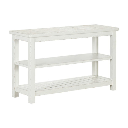 Sofa Table for Living Room Farmhouse - Weathered White & Parchment Brown