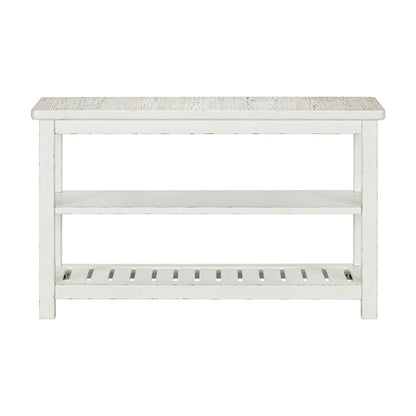 Sofa Table for Living Room Farmhouse - Weathered White & Parchment Brown