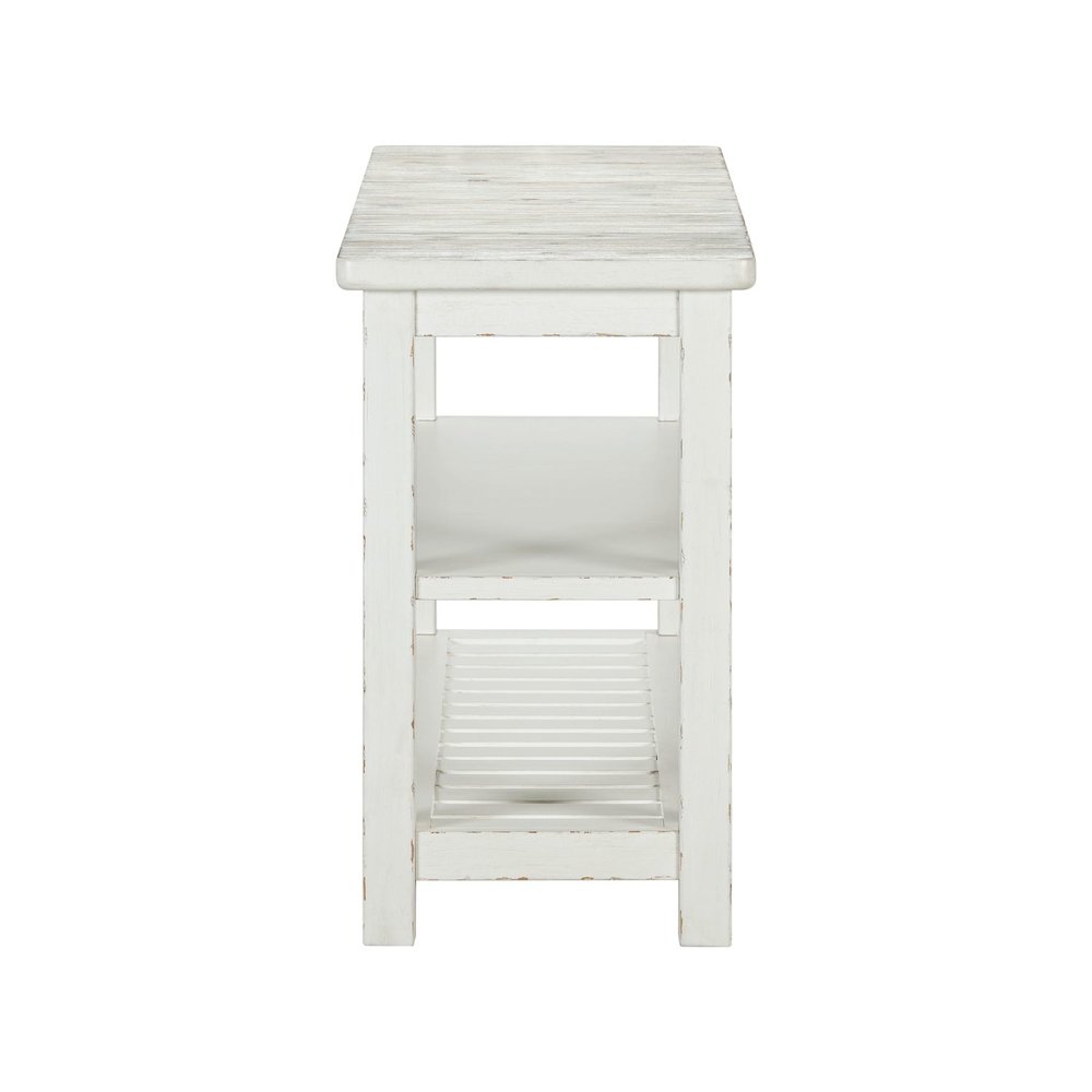 Sofa Table for Living Room Farmhouse - Weathered White & Parchment Brown