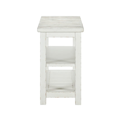 Sofa Table for Living Room Farmhouse - Weathered White & Parchment Brown