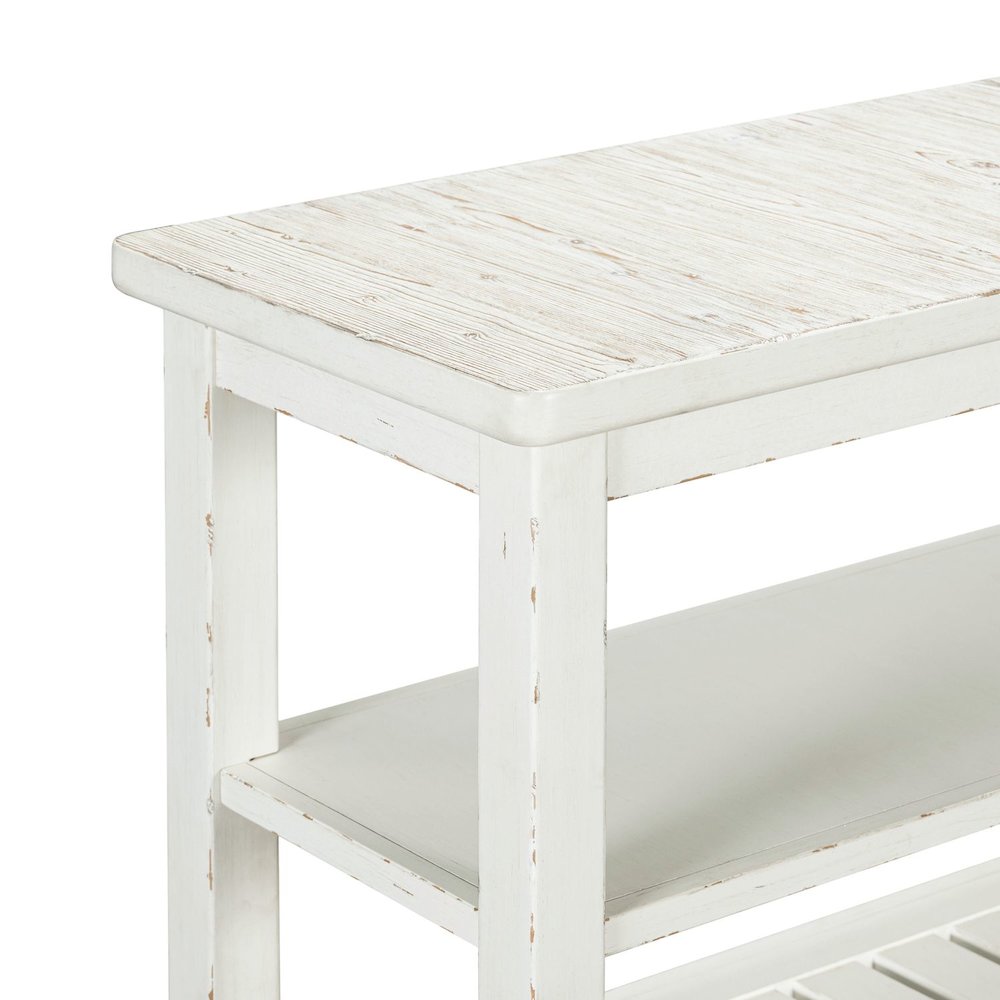 Sofa Table for Living Room Farmhouse - Weathered White & Parchment Brown