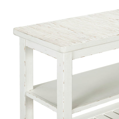 Sofa Table for Living Room Farmhouse - Weathered White & Parchment Brown