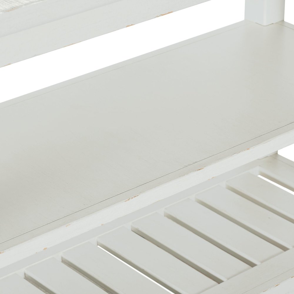 Sofa Table for Living Room Farmhouse - Weathered White & Parchment Brown