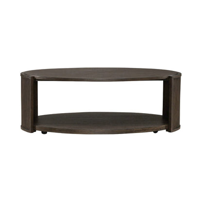 City View Oval Cocktail Table for Living Room- Coffee Bean Oak Wood