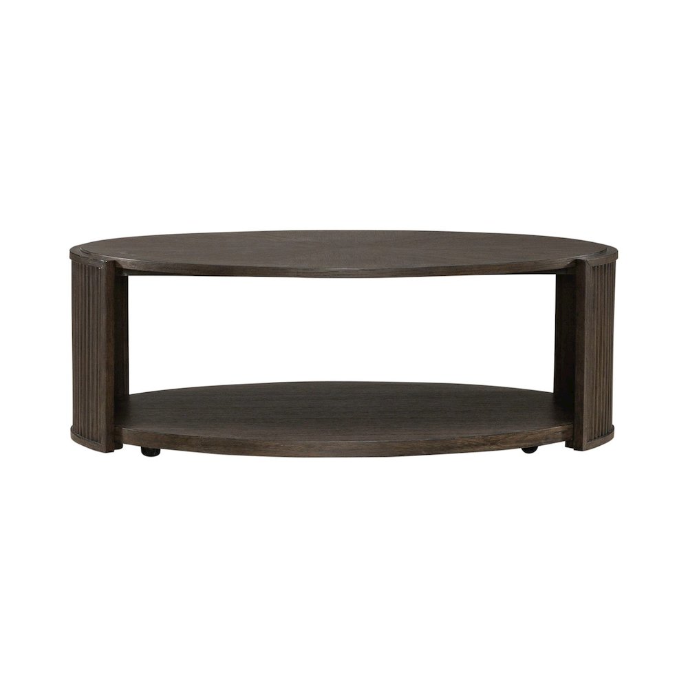 City View Oval Cocktail Table for Living Room- Coffee Bean Oak Wood
