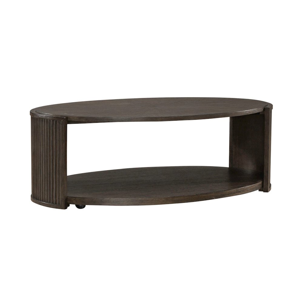 City View Oval Cocktail Table for Living Room- Coffee Bean Oak Wood