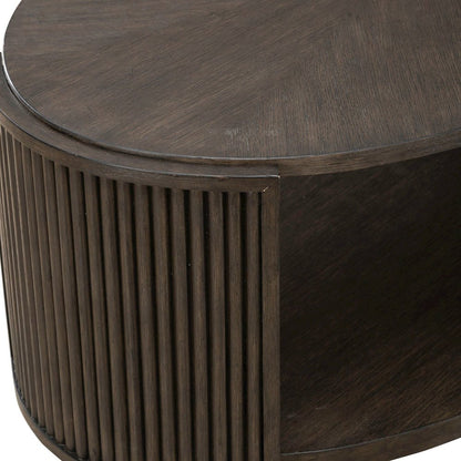 City View Oval Cocktail Table for Living Room- Coffee Bean Oak Wood