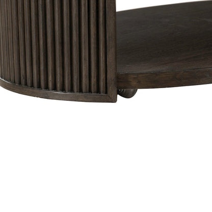 City View Oval Cocktail Table for Living Room- Coffee Bean Oak Wood