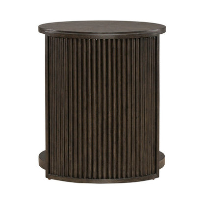 City View Round End Table for Living Room- Coffee Bean Oak Wood