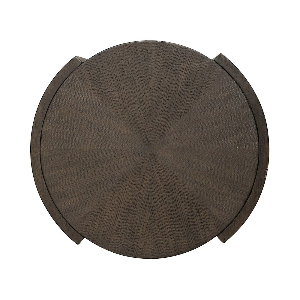 City View Round End Table for Living Room- Coffee Bean Oak Wood
