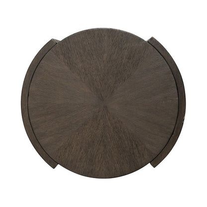 City View Round End Table for Living Room- Coffee Bean Oak Wood
