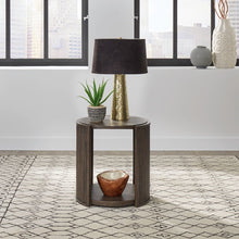 City View Round End Table for Living Room- Coffee Bean Oak Wood