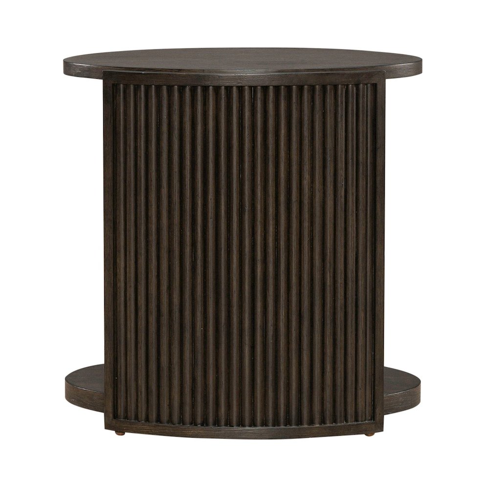 City View Chairside Table for Living Room- Coffee Bean Oak Wood