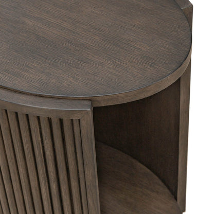 City View Chairside Table for Living Room- Coffee Bean Oak Wood