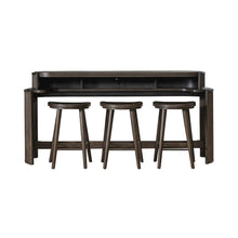City View 4 Piece Set - Bar Table, Console Stools- Coffee Bean Oak Wood