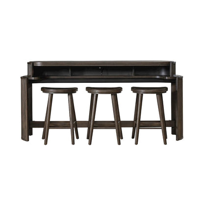 City View 4 Piece Set - Bar Table, Console Stools- Coffee Bean Oak Wood