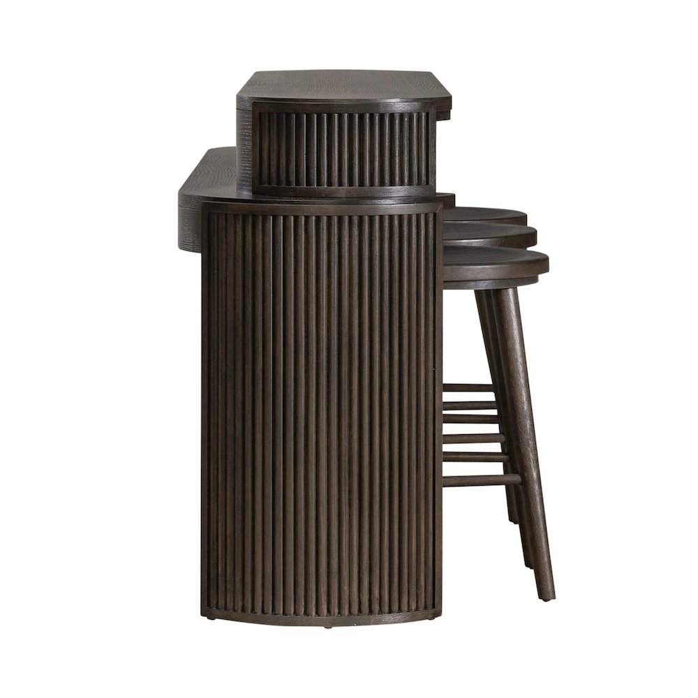City View 4 Piece Set - Bar Table, Console Stools- Coffee Bean Oak Wood