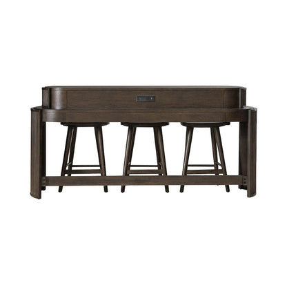 City View 4 Piece Set - Bar Table, Console Stools- Coffee Bean Oak Wood