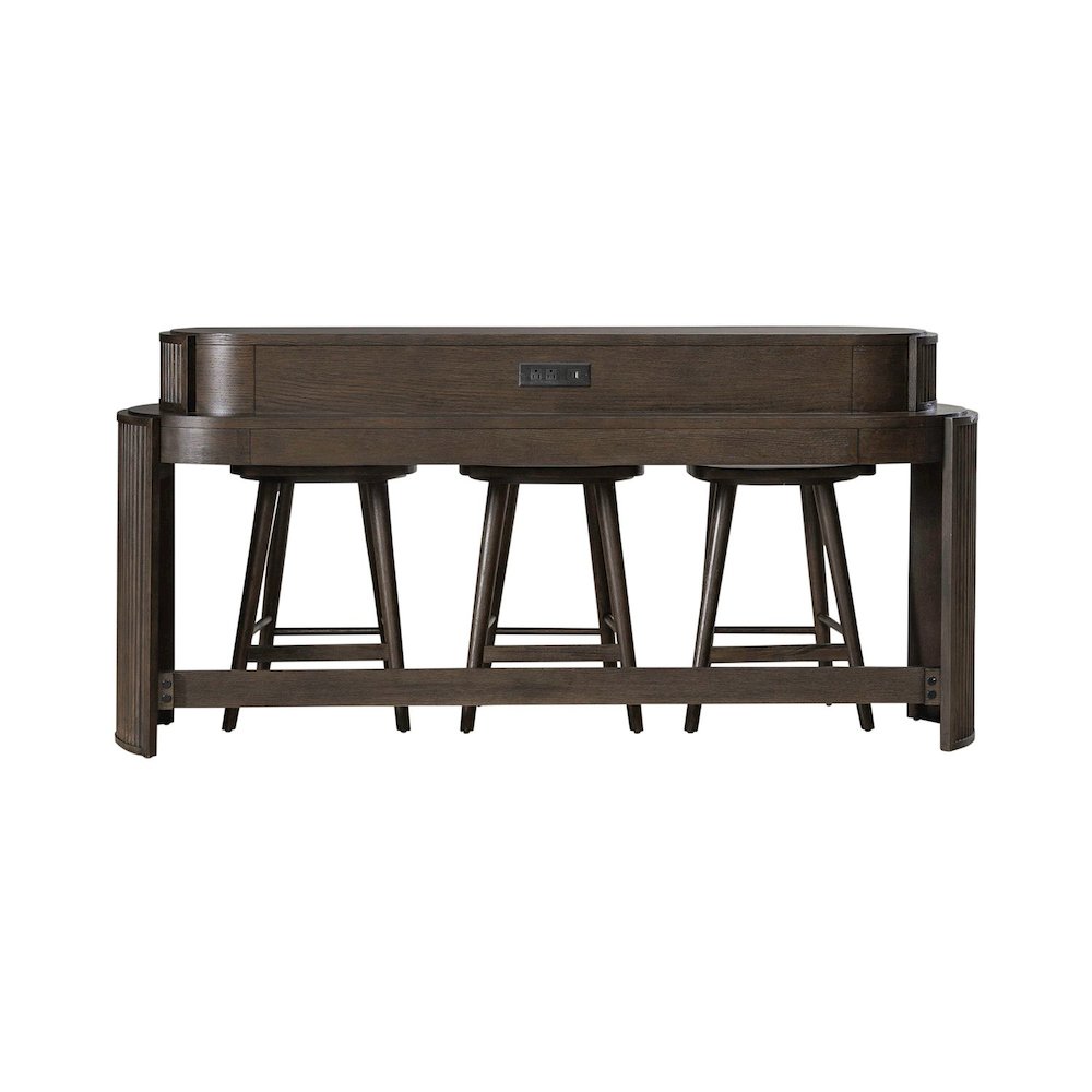City View 4 Piece Set - Bar Table, Console Stools- Coffee Bean Oak Wood