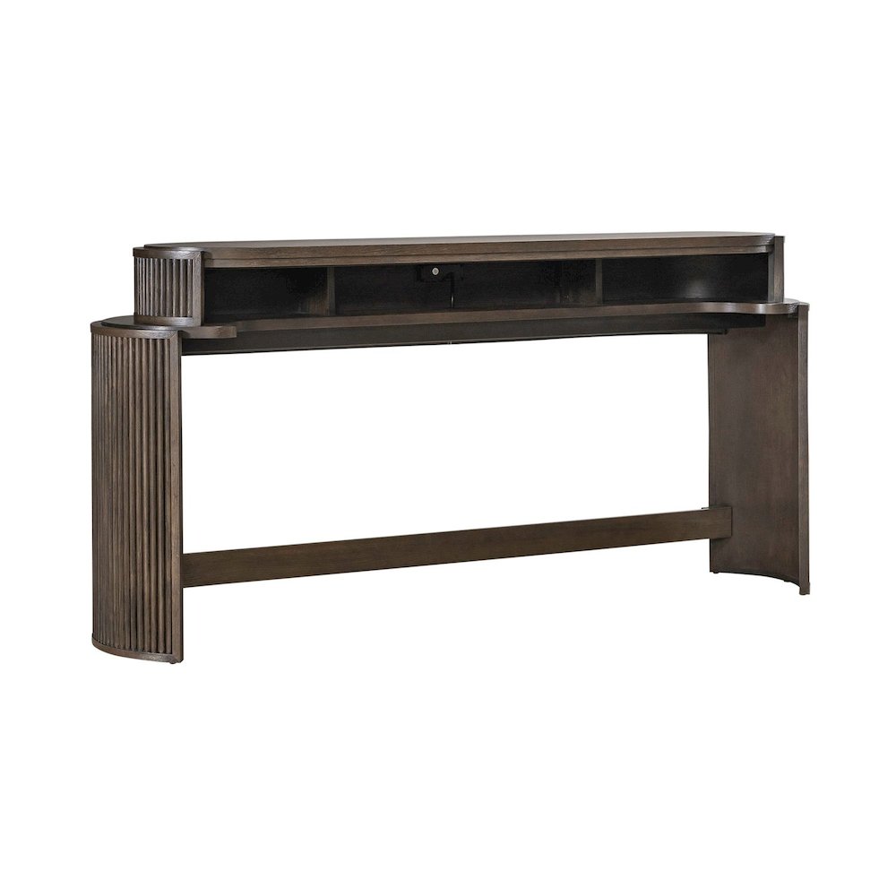 City View Console Bar Table with Charging Station - Coffee Bean Oak Wood