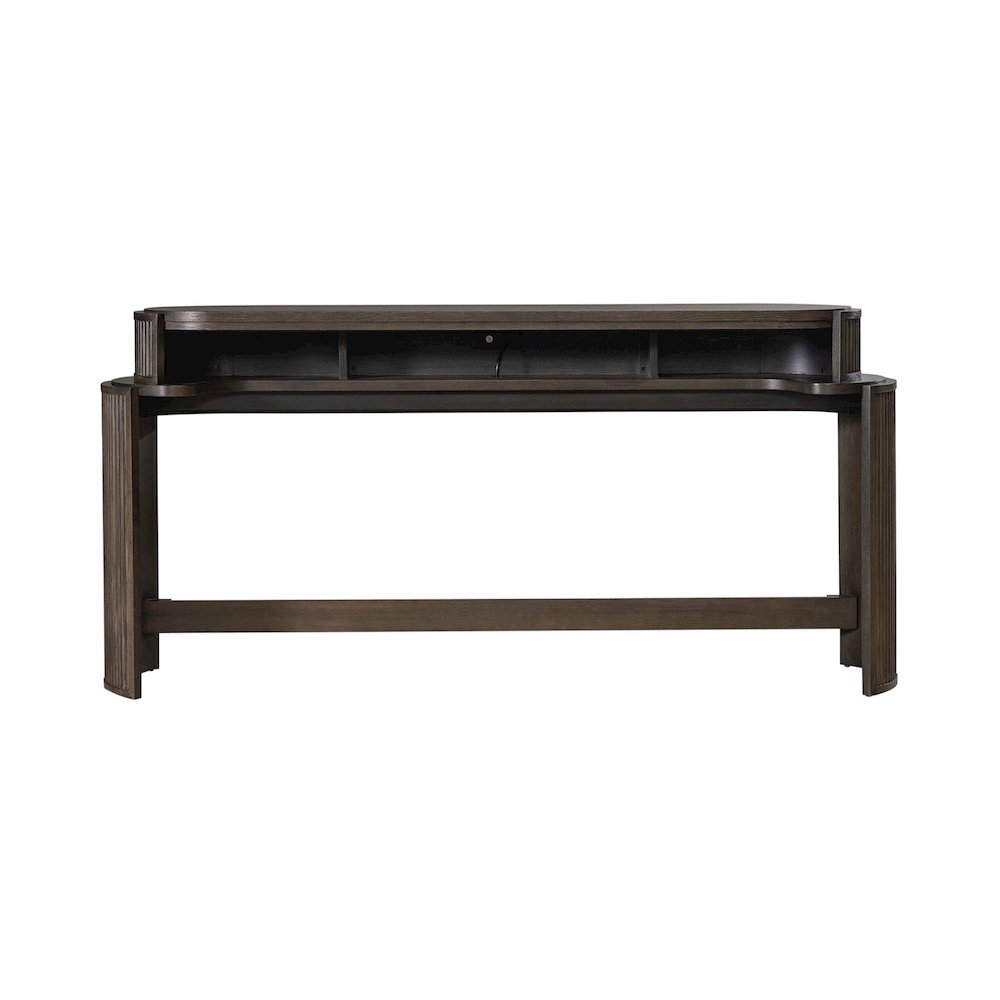 City View Console Bar Table with Charging Station - Coffee Bean Oak Wood
