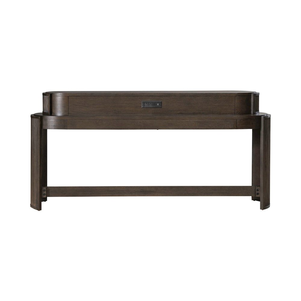 City View Console Bar Table with Charging Station - Coffee Bean Oak Wood