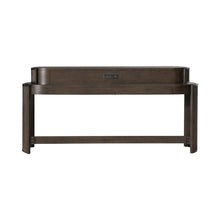 City View Console Bar Table with Charging Station - Coffee Bean Oak Wood