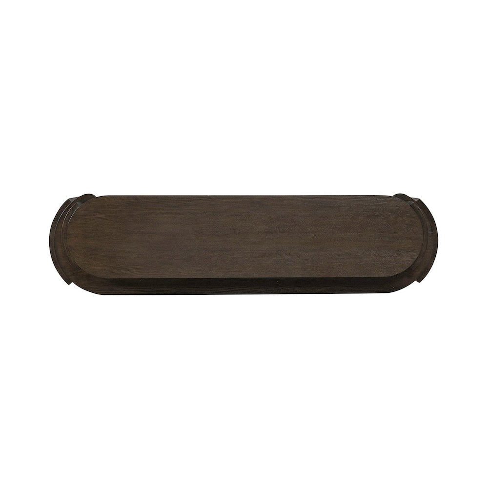 City View Console Bar Table with Charging Station - Coffee Bean Oak Wood