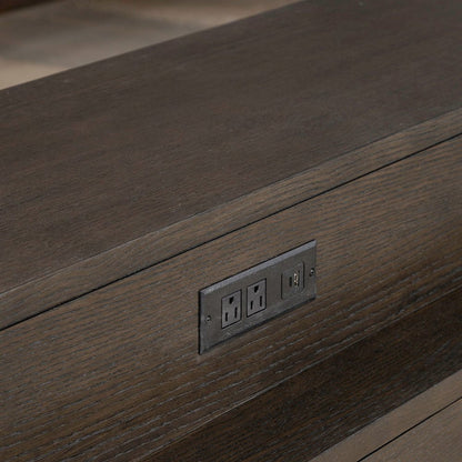 City View Console Bar Table with Charging Station - Coffee Bean Oak Wood