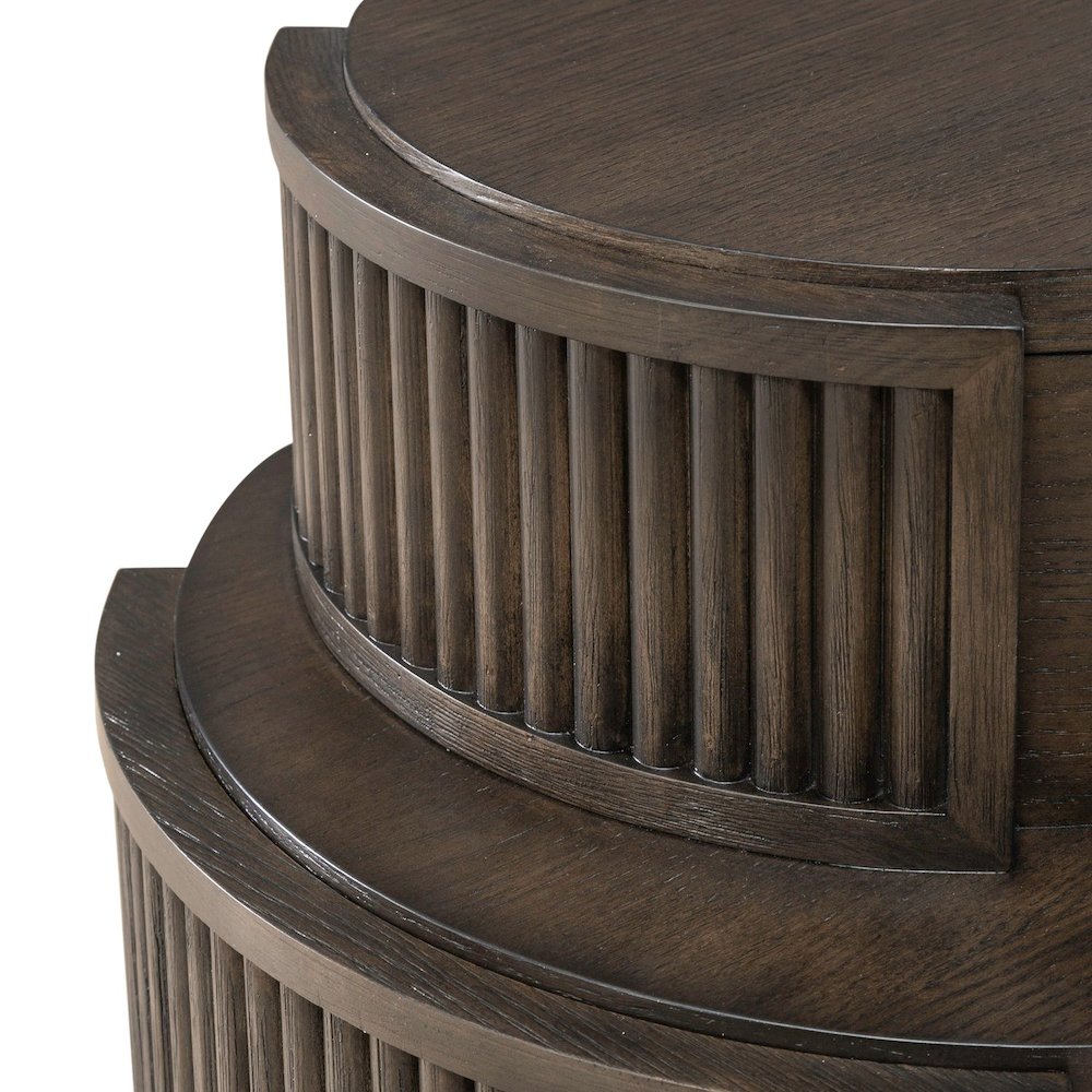 City View Console Bar Table with Charging Station - Coffee Bean Oak Wood