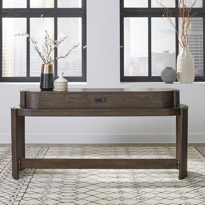 City View Console Bar Table with Charging Station - Coffee Bean Oak Wood