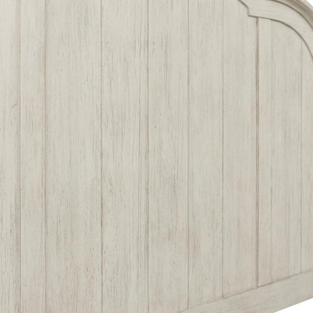 King Poster Headboard Antique White Chestnut Top Solid Wood Farmhouse Design
