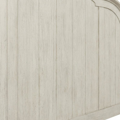 King Poster Headboard Antique White Chestnut Top Solid Wood Farmhouse Design