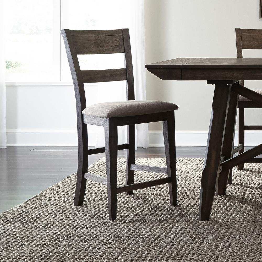 Double Bridge Splat Back Counter Chair (RTA)-Set of 2 in Dark Chestnut
