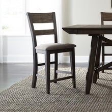 Double Bridge Splat Back Counter Chair (RTA)-Set of 2 in Dark Chestnut