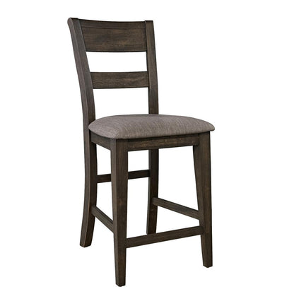 Double Bridge Splat Back Counter Chair (RTA)-Set of 2 in Dark Chestnut