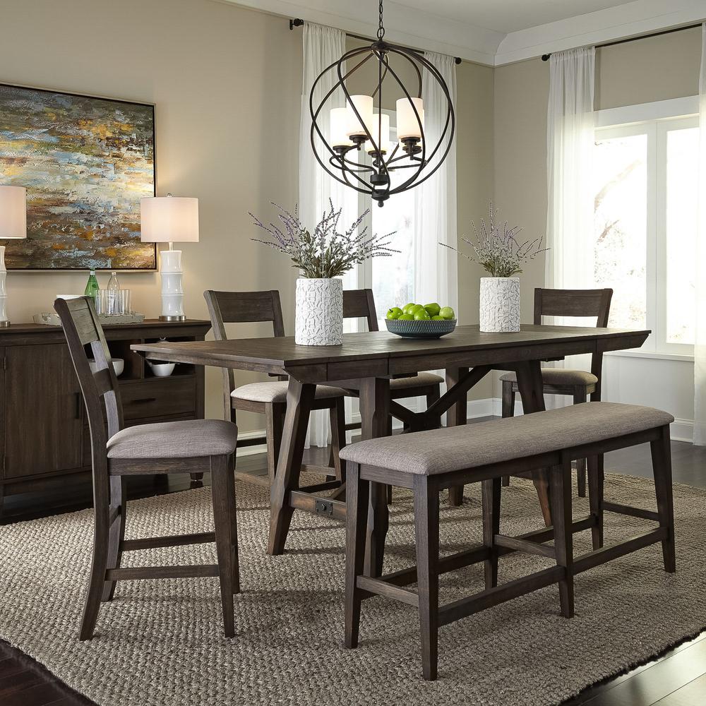 Double Bridge Splat Back Counter Chair (RTA)-Set of 2 in Dark Chestnut