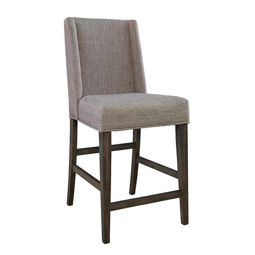 Double Bridge Upholstered Counter Chair (RTA)-Set of 2 in Dark Chestnut