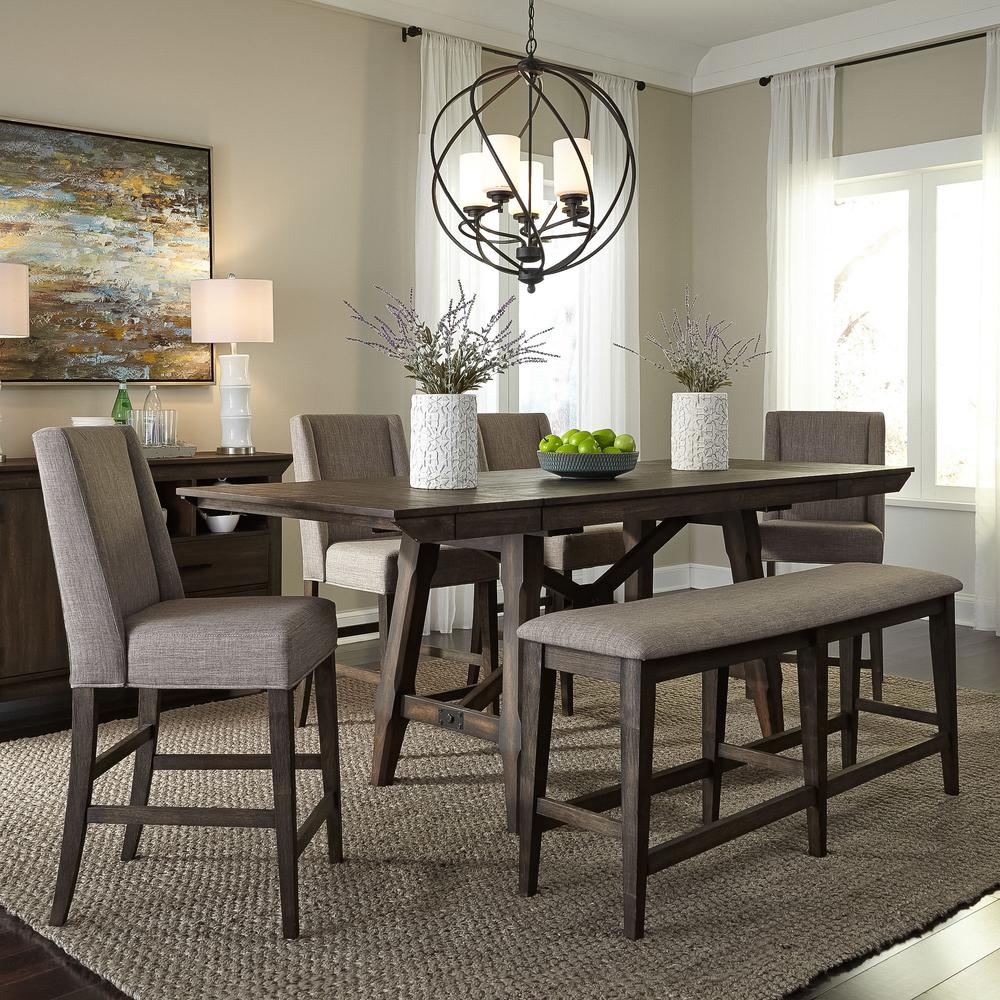 Double Bridge Upholstered Counter Chair (RTA) in Dark Chestnut