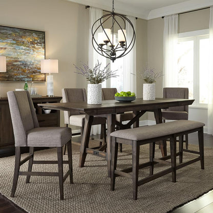 Double Bridge Upholstered Counter Chair (RTA) in Dark Chestnut