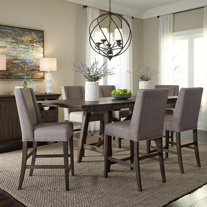 Double Bridge Upholstered Counter Chair (RTA)-Set of 2 in Dark Chestnut