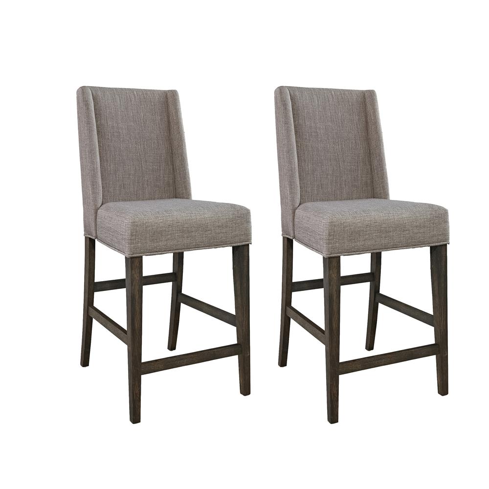 Double Bridge Upholstered Counter Chair (RTA)-Set of 2 in Dark Chestnut