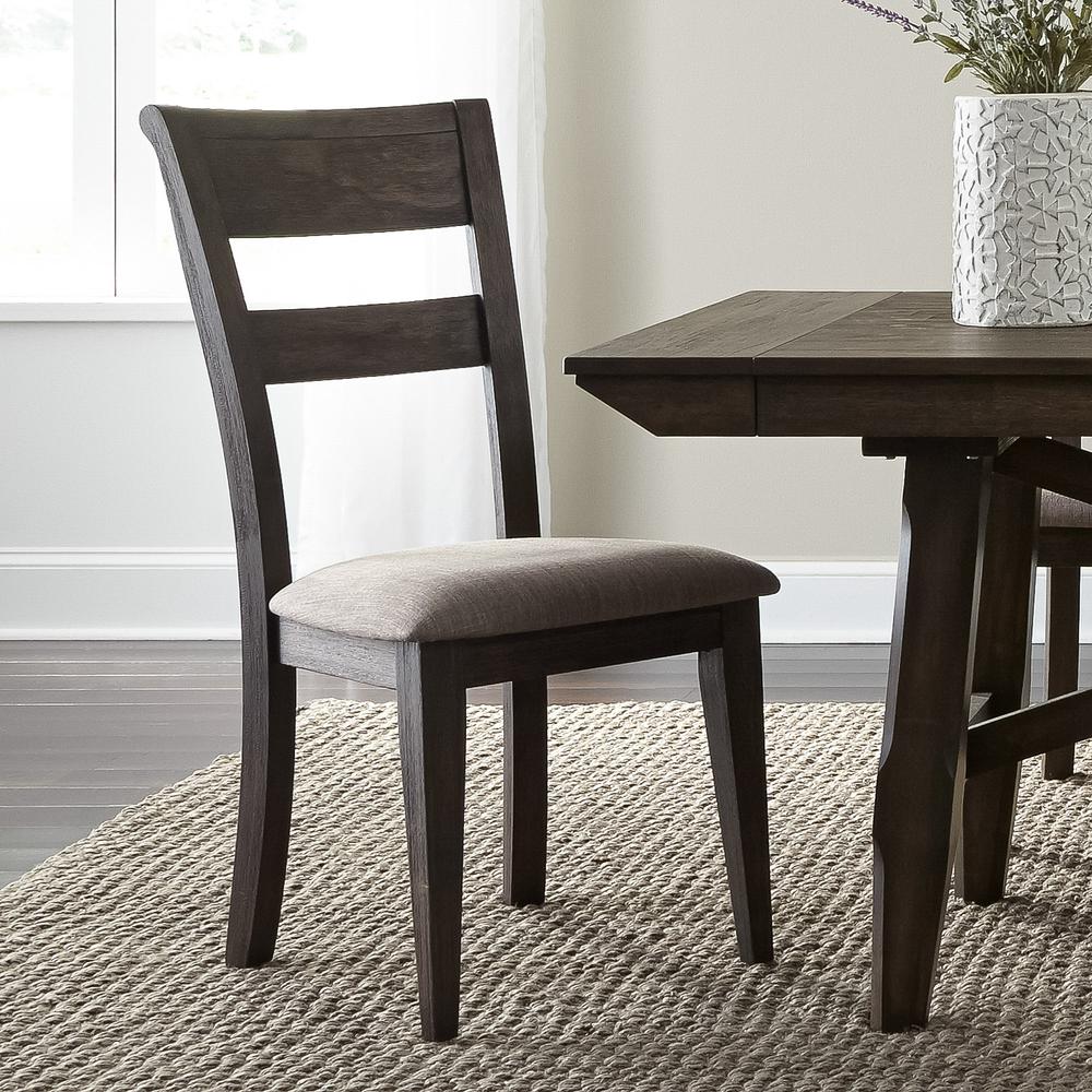 Double Bridge Splat Back Side Chair (RTA)-Set of 2 in Dark Chestnut