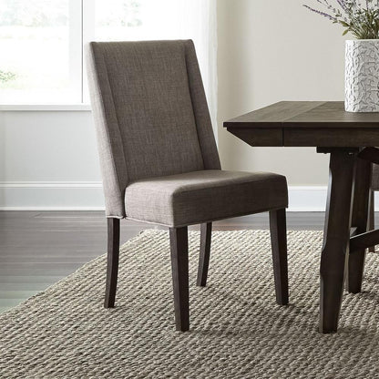 Double Bridge Upholstered Side Chair (RTA) in Dark Chestnut