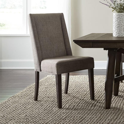 Double Bridge Upholstered Side Chair (RTA)-Set of 2 in Dark Chestnut