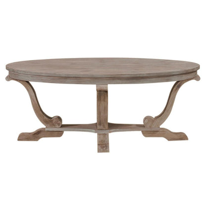 Greystone Mill Oval Cocktail Table in Stone White Wash w/ Wirebrush Distressing
