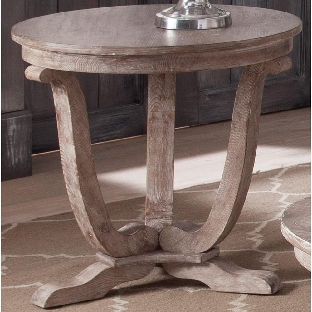 Greystone Mill End Table in Stone White Wash w/ Wirebrush Distressing