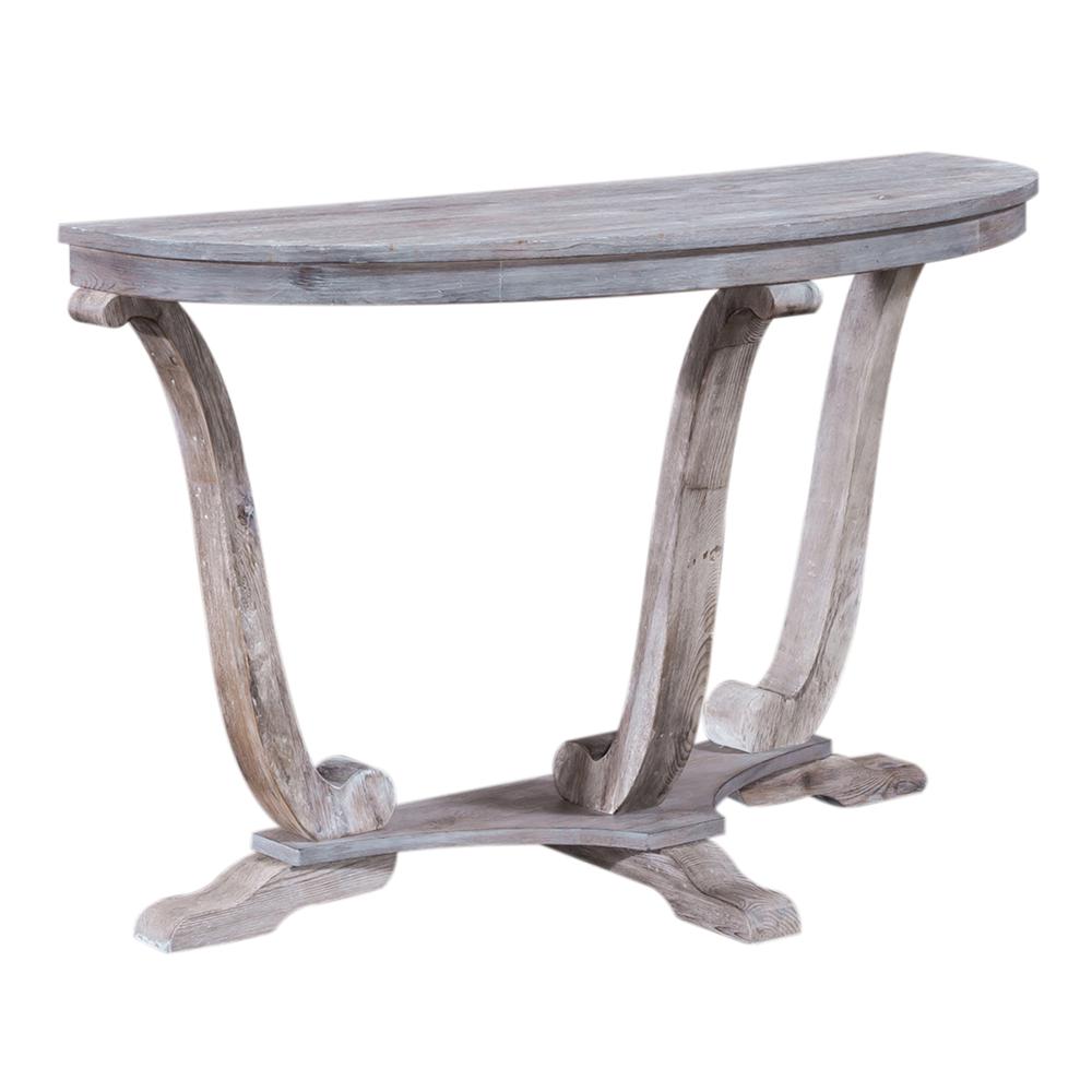 Greystone Mill Sofa Table in Stone White Wash w/ Wirebrush Distressing