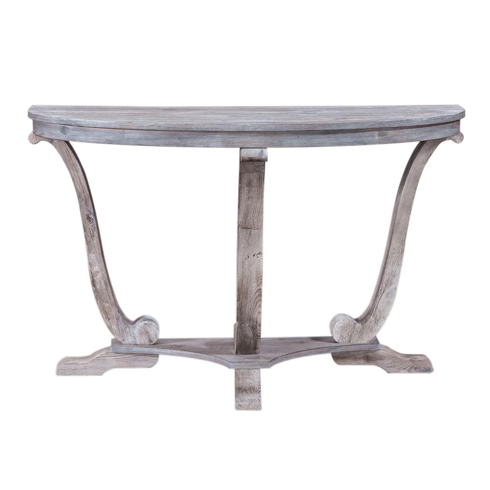 Greystone Mill Sofa Table in Stone White Wash w/ Wirebrush Distressing