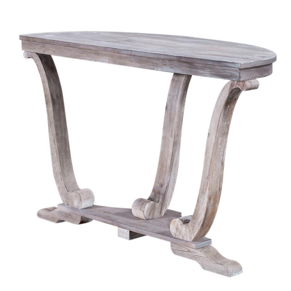 Greystone Mill Sofa Table in Stone White Wash w/ Wirebrush Distressing